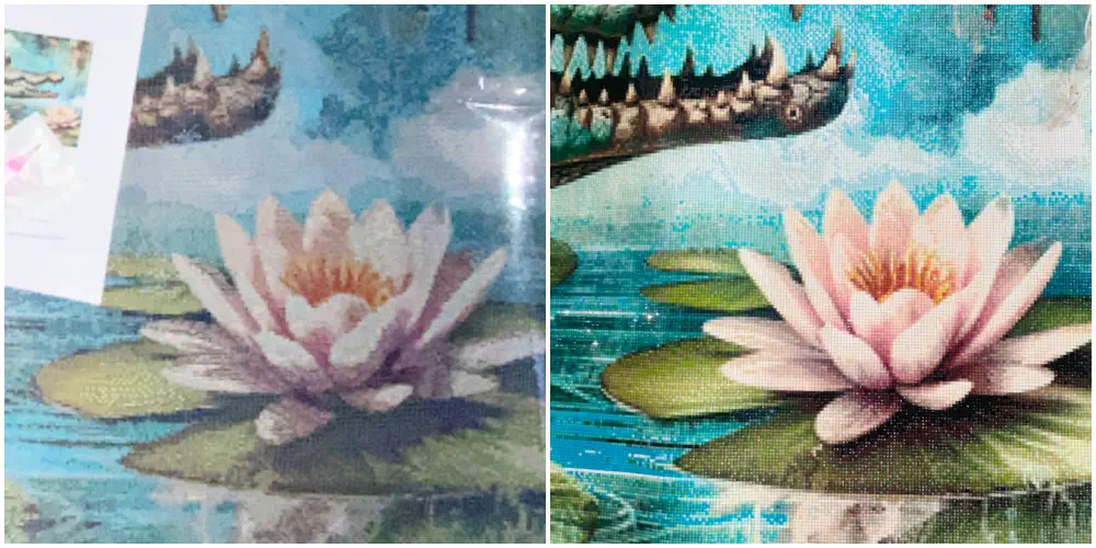 Krokodil ungepaintet und gepaintet